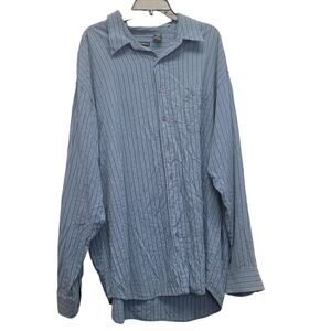 NorthCrest Mens XXLT PolyRayon Long Sleeve Striped Button Up Shirt w Pocket